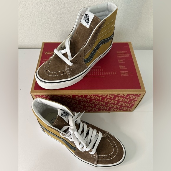 Vans Sk8 Hi Pop Brown Multi Canvas Suede Mens Size 6.5 Womens 8 - Picture 5 of 9
